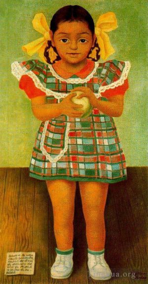 Peinture à l'huile contemporaine - Portrait de la jeune fille Elenita Carrillo Flores 1952