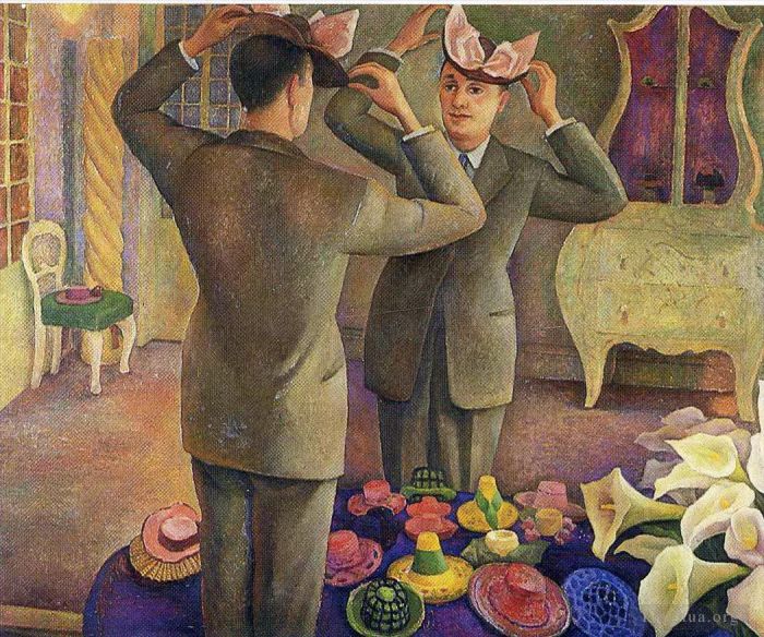 Diego Rivera Peinture à l'huile - Le potrait de modiste d'Henri de Chatillon 1944