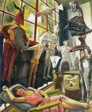 Peinture à l'huile contemporaine - L'atelier du peintre 1954