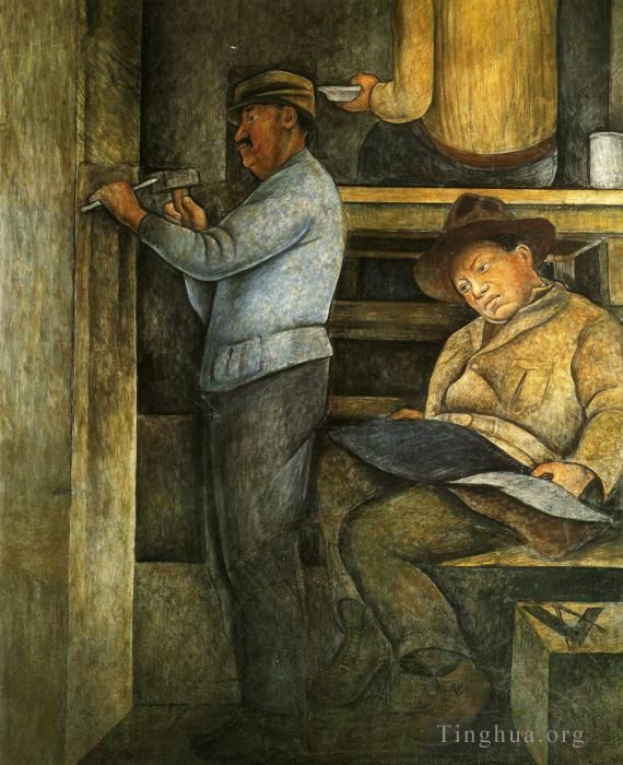 Diego Rivera Peinture à l'huile - Le peintre le sculpteur et l'architecte 1928