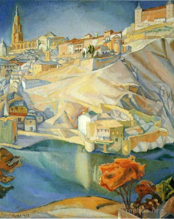 Diego Rivera Peinture à l'huile - Vue de Tolède 1912