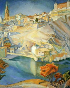 Peinture à l'huile contemporaine - Vue de Tolède 1912