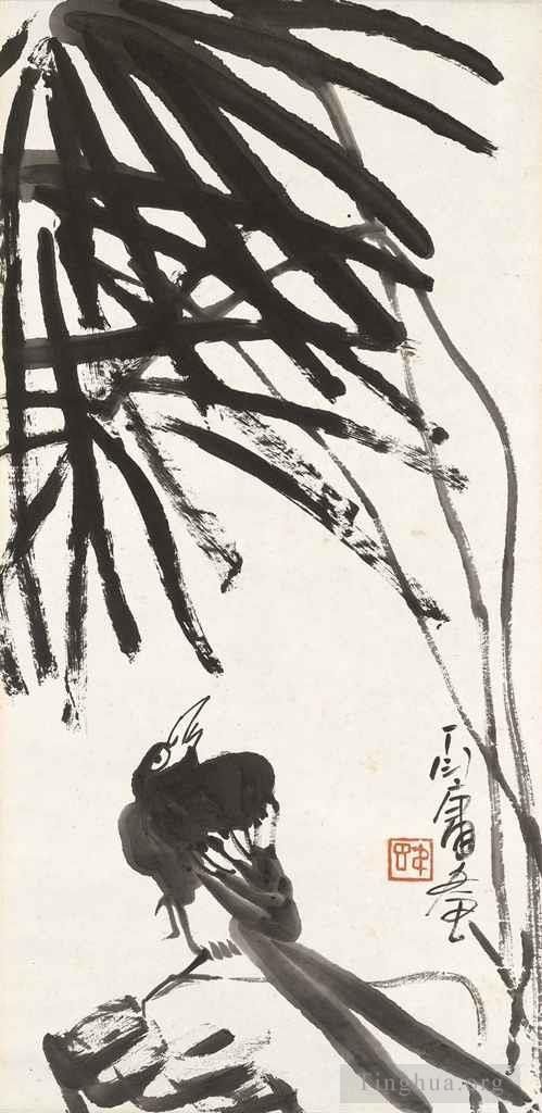 DING YanYong Art Chinois - Oiseau sous un arbre