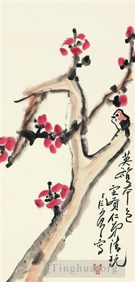 DING YanYong Art Chinois - Camélia et oiseau