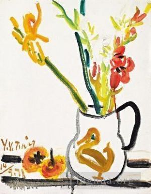 DING YanYong œuvre - Kakis et fleurs 1971