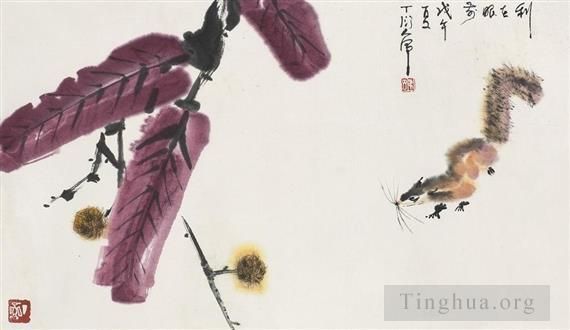 DING YanYong Art Chinois - Écureuil