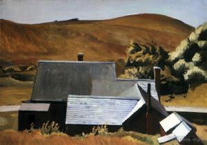 Peinture à l'huile contemporaine - La maison de Burly Cobb, sud de Truro, 1933