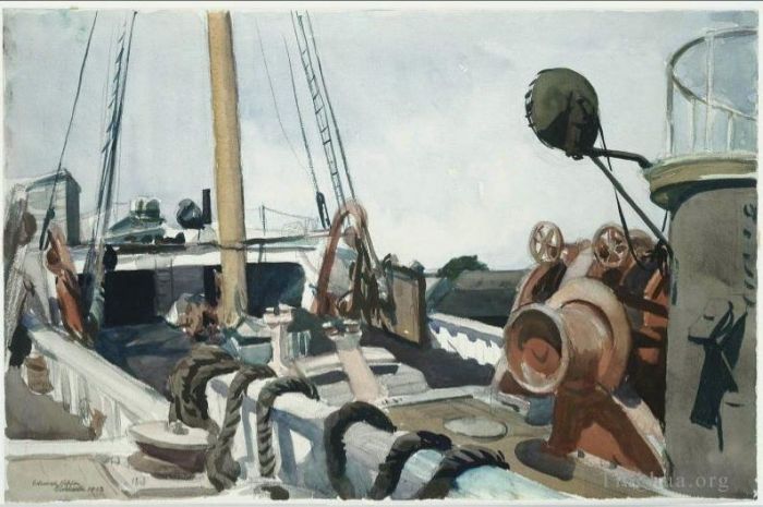 Edward Hopper Peinture à l'huile - Pont d'un chalutier à perche Gloucester