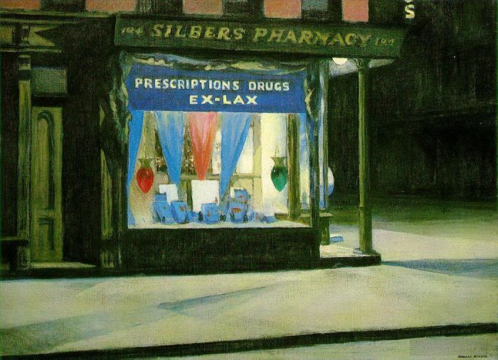 Edward Hopper Peinture à l'huile - Pharmacie 1927