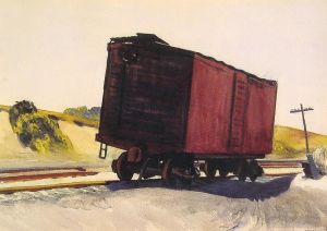 Peinture à l'huile contemporaine - Wagon de marchandises à Truro