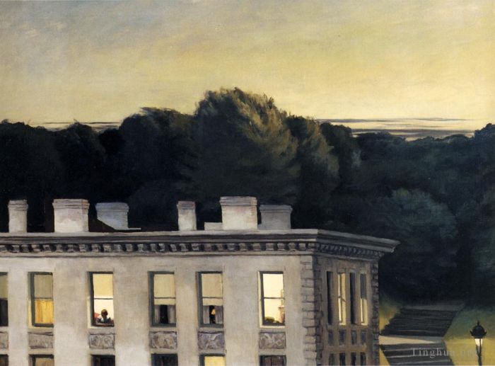 Edward Hopper Peinture à l'huile - Maison au crépuscule