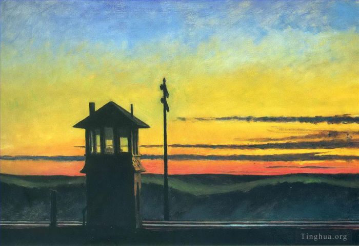 Edward Hopper Peinture à l'huile - Coucher de soleil sur le chemin de fer