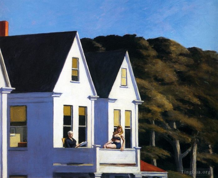 Edward Hopper Peinture à l'huile - Lumière du soleil du deuxième étage