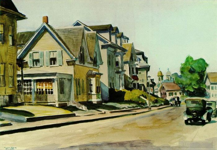 Edward Hopper Peinture à l'huile - Soleil sur Prospect Street Gloucester Massachusetts 1934