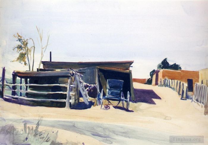 Edward Hopper Types de peintures - Adobes et hangar au Nouveau-Mexique
