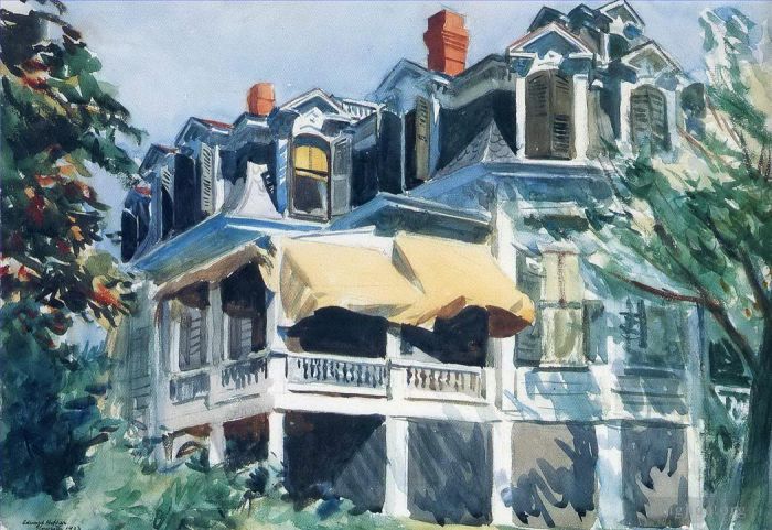 Edward Hopper Types de peintures - Le toit mansardé 1923