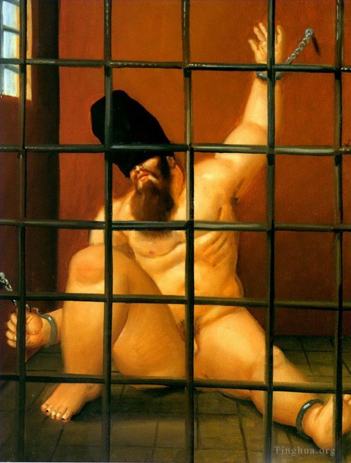 Fernando Botero Angulo Peinture à l'huile - Abou Ghraib 63