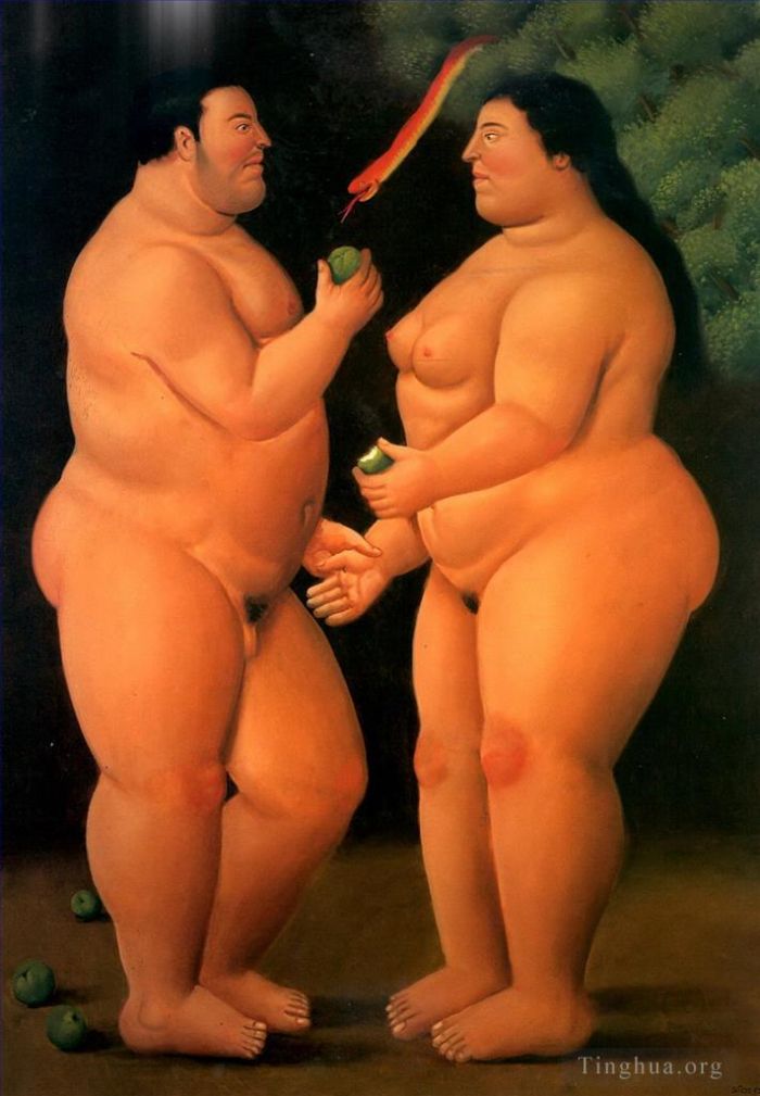 Fernando Botero Angulo Peinture à l'huile - Adam et Eve