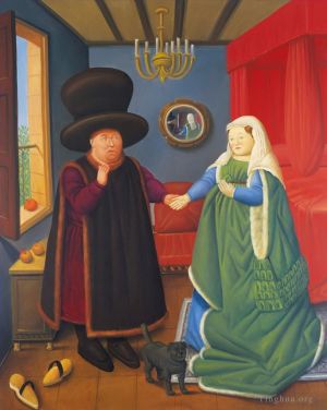 Peinture à l'huile contemporaine - Après l'Arnolfini Van Eyck 2