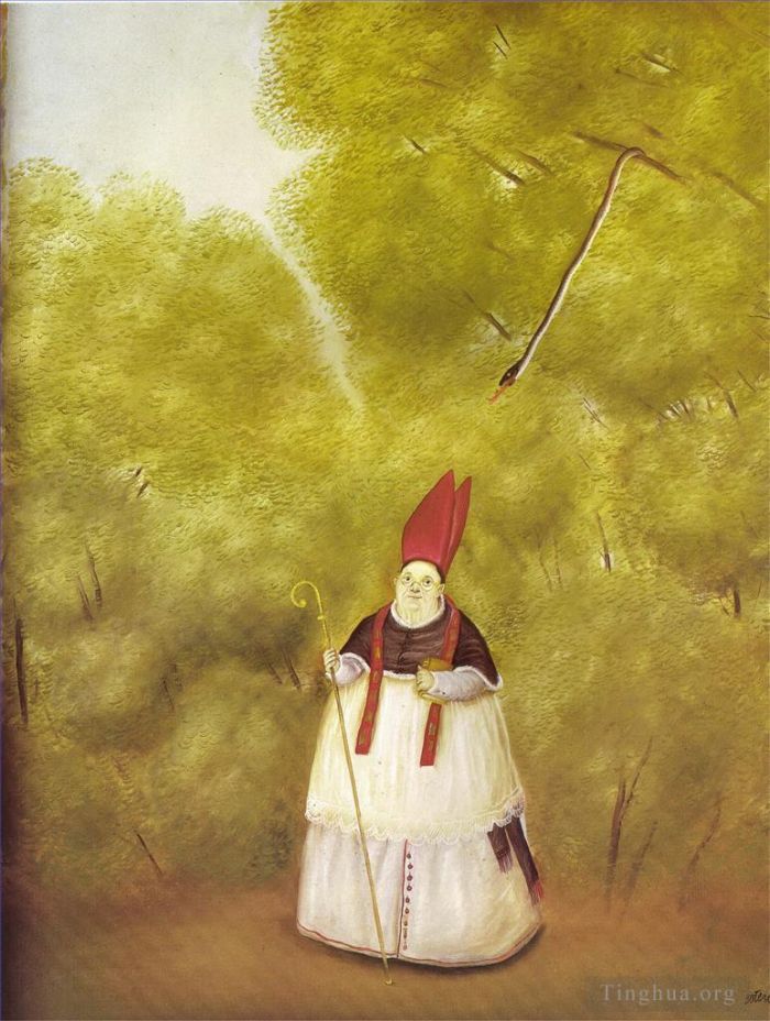Fernando Botero Angulo Peinture à l'huile - Archevêque perdu dans les bois