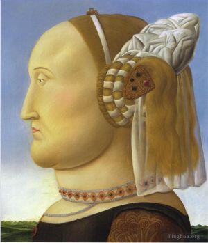 Peinture à l'huile contemporaine - Battista Sforza d'après Piero della Francesca