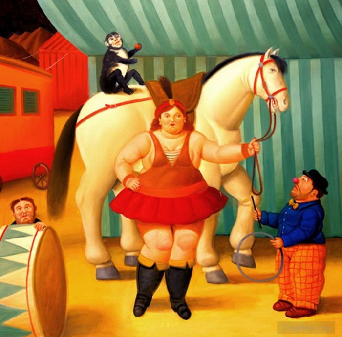 Fernando Botero Angulo Peinture à l'huile - Troupe de cirque