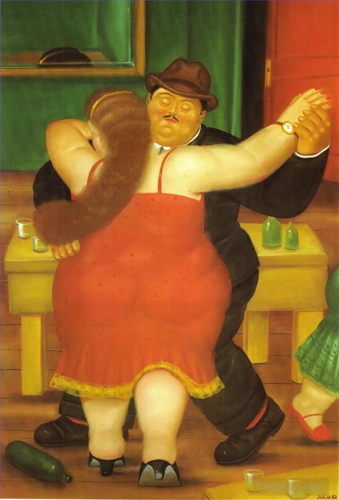 Fernando Botero Angulo Peinture à l'huile - Danse en couple
