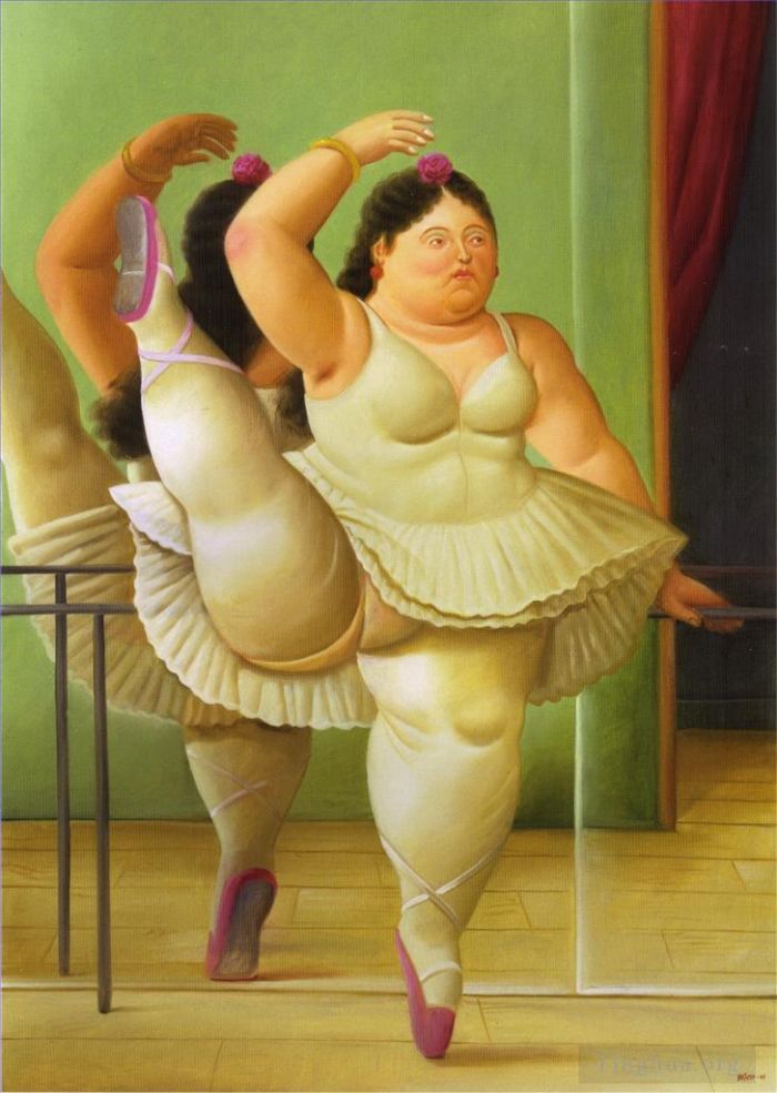 Fernando Botero Angulo Peinture à l'huile - Danseurs au bar