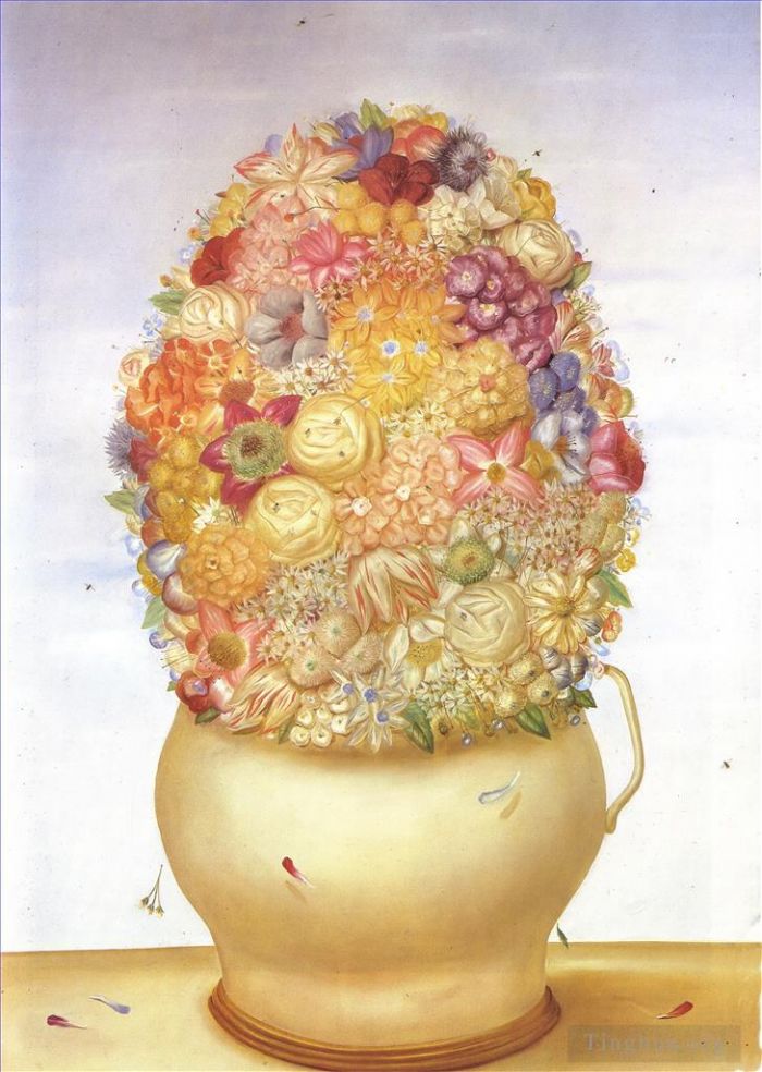 Fernando Botero Angulo Peinture à l'huile - Pot de fleur