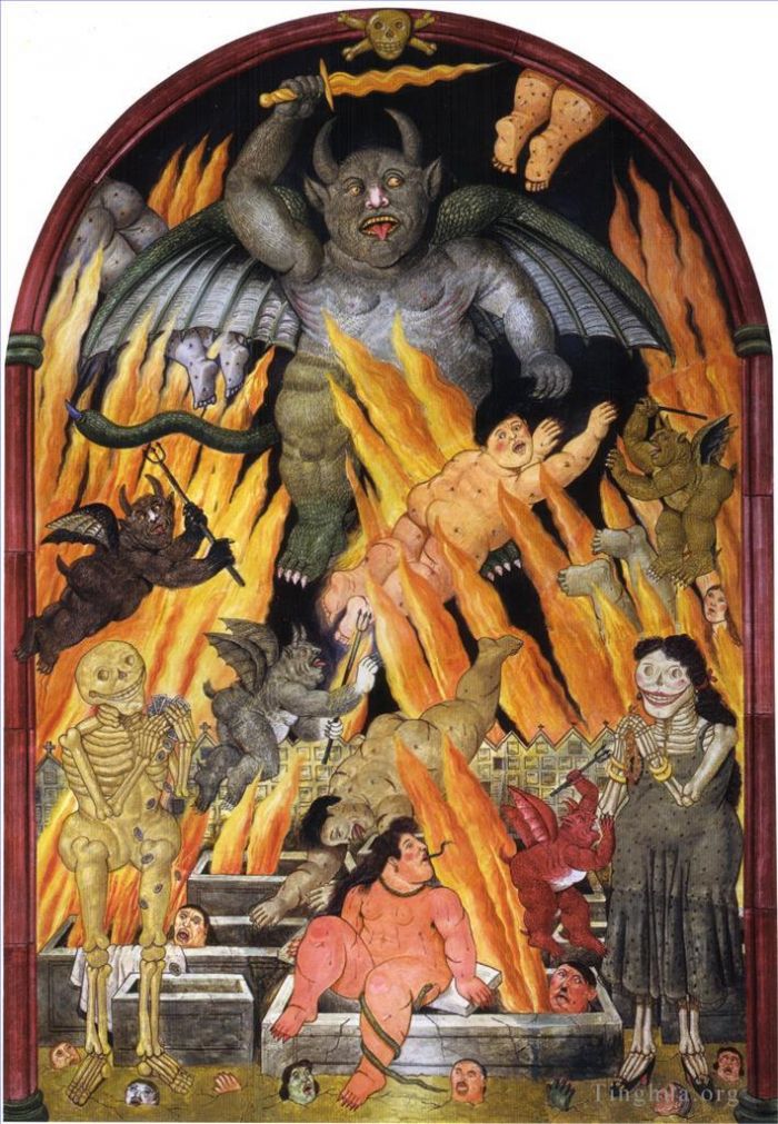 Fernando Botero Angulo Peinture à l'huile - Portes de l'enfer