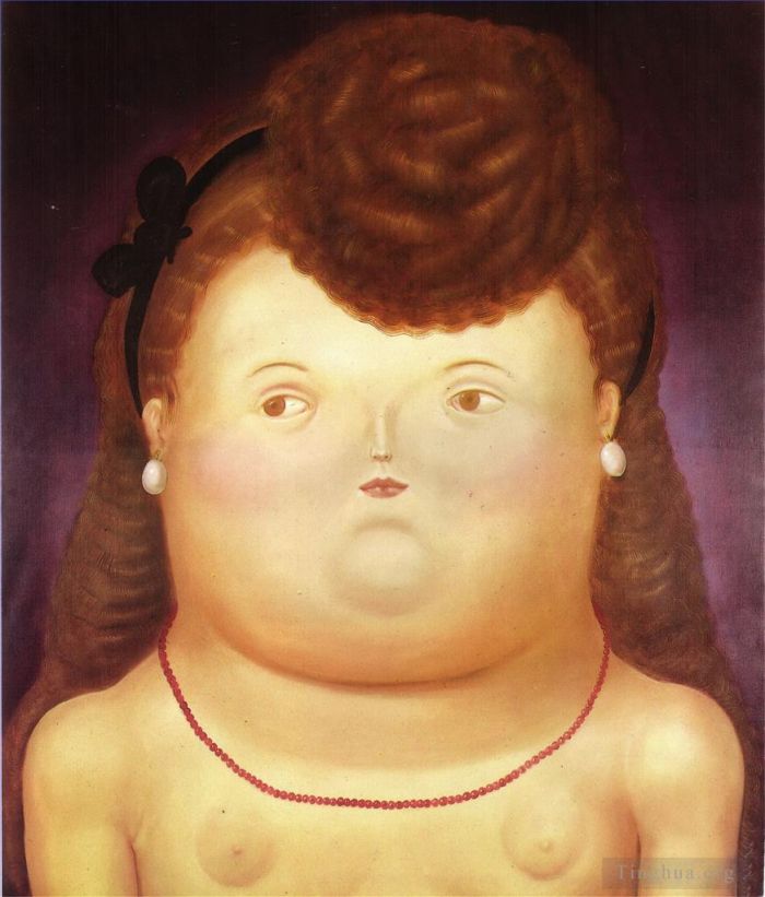 Fernando Botero Angulo Peinture à l'huile - Fille Arc