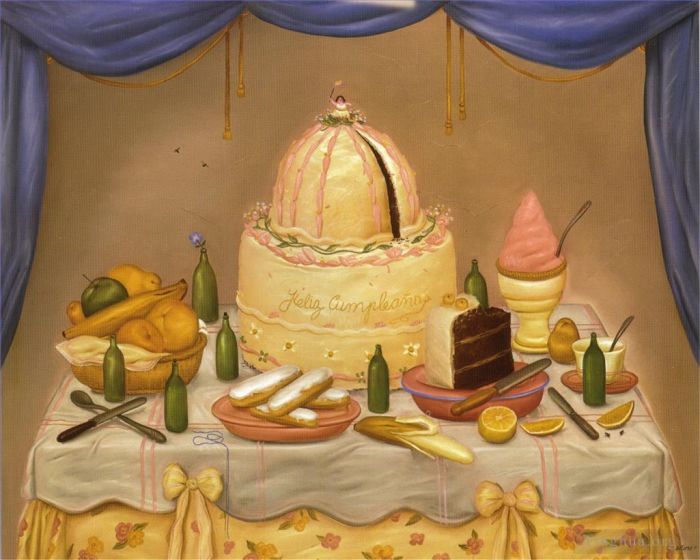 Fernando Botero Angulo Peinture à l'huile - Joyeux anniversaire