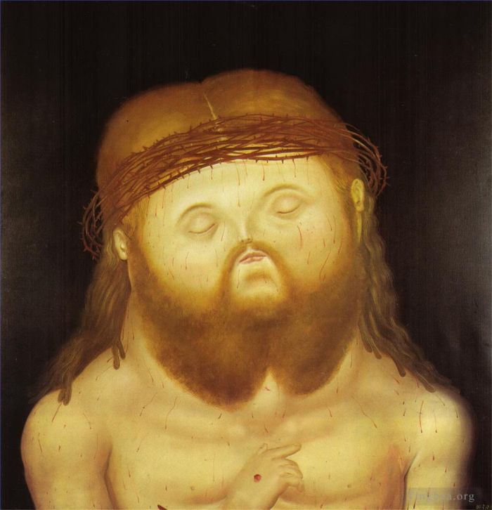 Fernando Botero Angulo Peinture à l'huile - Tête du Christ