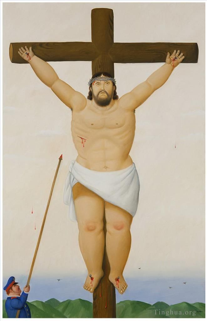 Fernando Botero Angulo Peinture à l'huile - Jésus en croix
