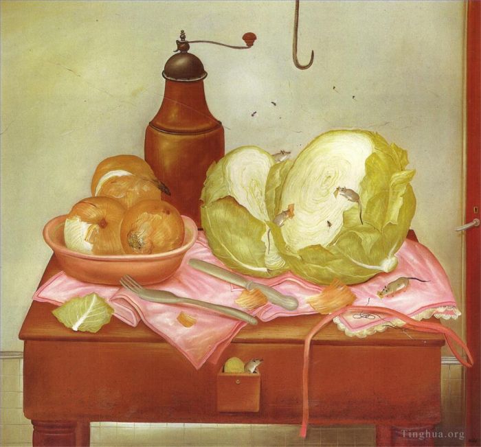 Fernando Botero Angulo Peinture à l'huile - Table de cuisine