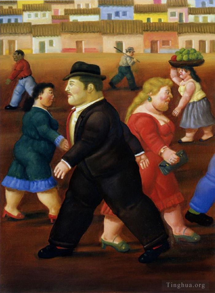 Fernando Botero Angulo Peinture à l'huile - La place
