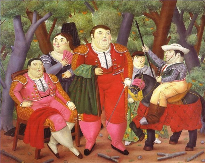 Fernando Botero Angulo Peinture à l'huile - Lefty et sa bande