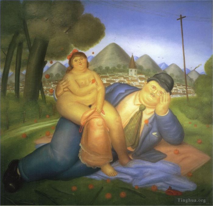 Fernando Botero Angulo Peinture à l'huile - Amoureux 2