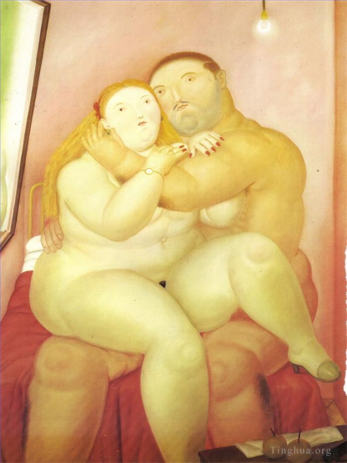 Fernando Botero Angulo Peinture à l'huile - Les amoureux