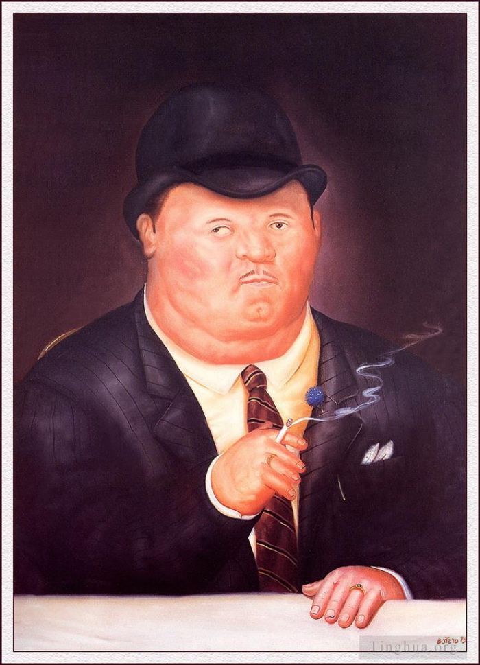 Fernando Botero Angulo Peinture à l'huile - Homme qui fume