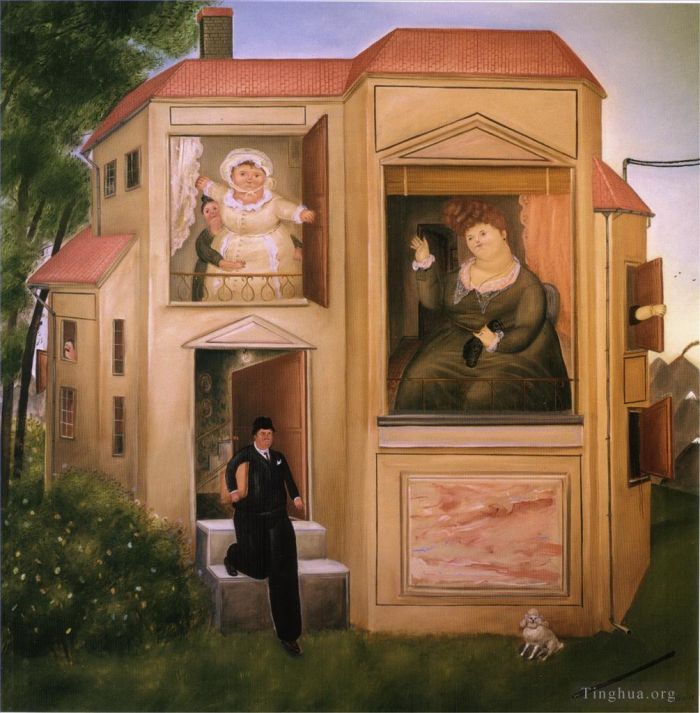 Fernando Botero Angulo Peinture à l'huile - L'homme qui est allé au bureau