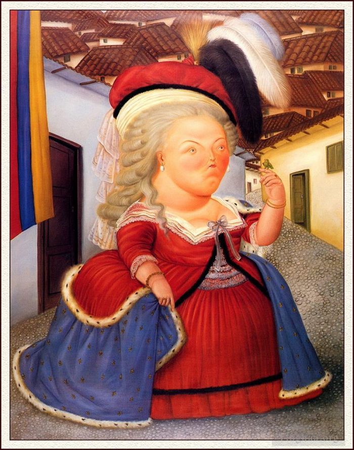 Fernando Botero Angulo Peinture à l'huile - Marie-Antoinette en visite à Medellin