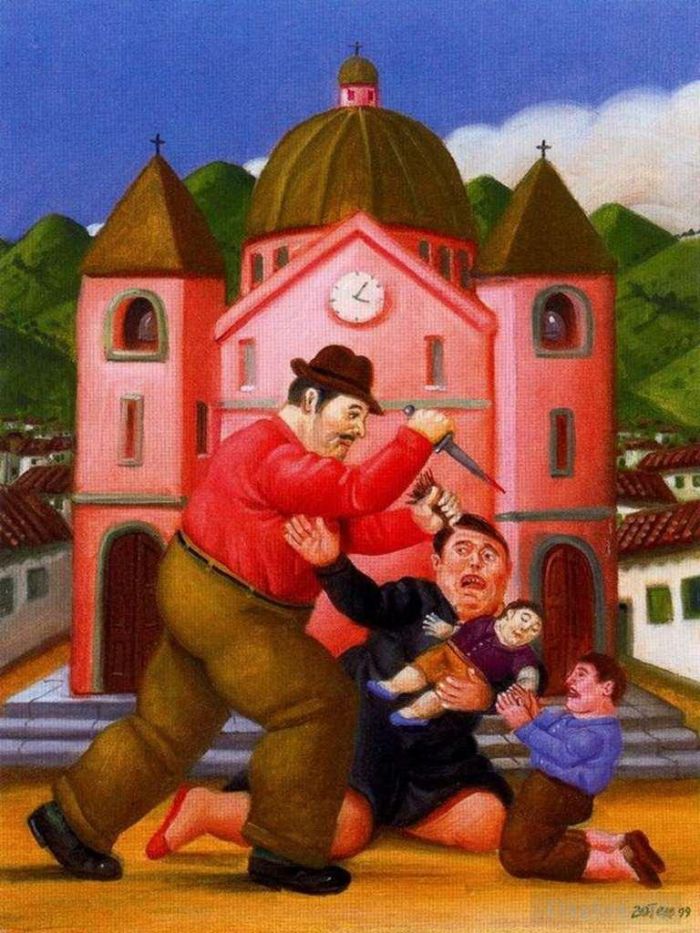 Fernando Botero Angulo Peinture à l'huile - Matanzan des innocents