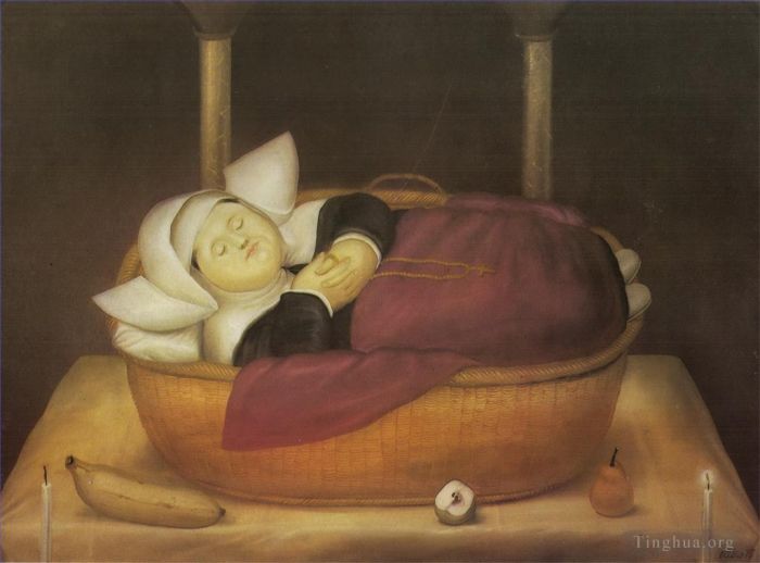 Fernando Botero Angulo Peinture à l'huile - Nonne nouveau-née
