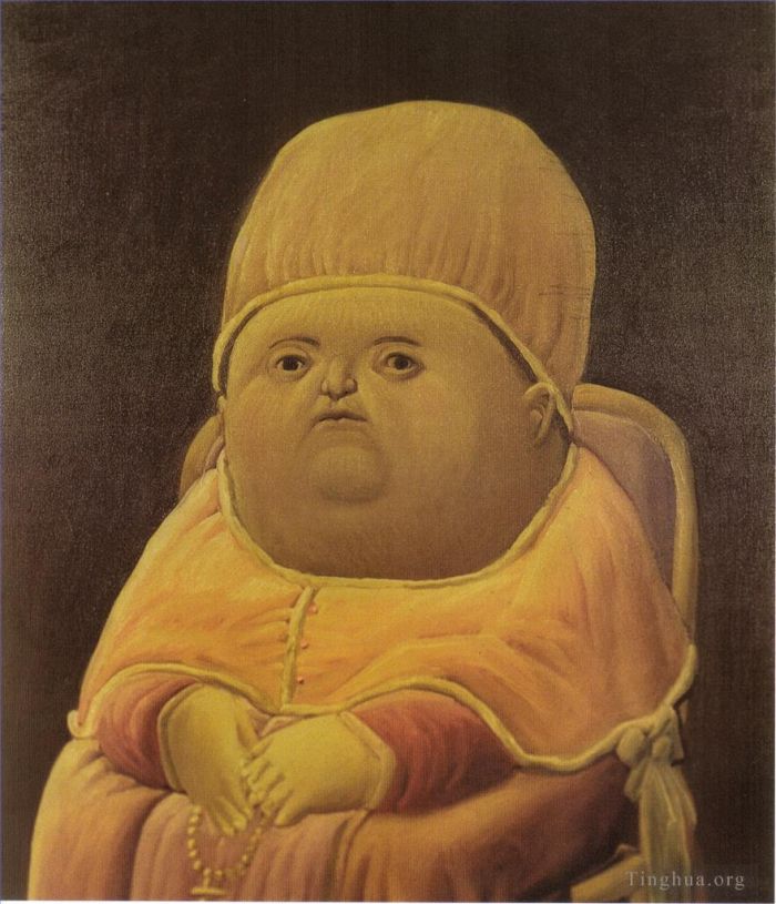 Fernando Botero Angulo Peinture à l'huile - Le pape Léon X après Raphaël