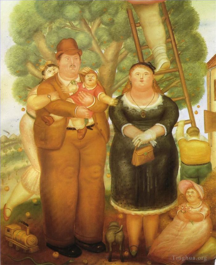 Fernando Botero Angulo Peinture à l'huile - Portrait d'une famille