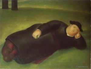 Fernando Botero Angulo œuvre - Le prêtre s'étend