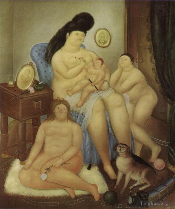 Fernando Botero Angulo Peinture à l'huile - Famille protestante