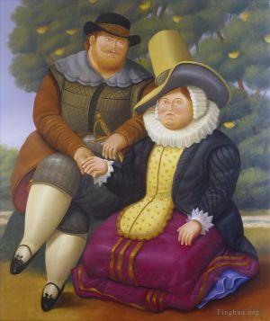 Peinture à l'huile contemporaine - Rubens et sa femme 2