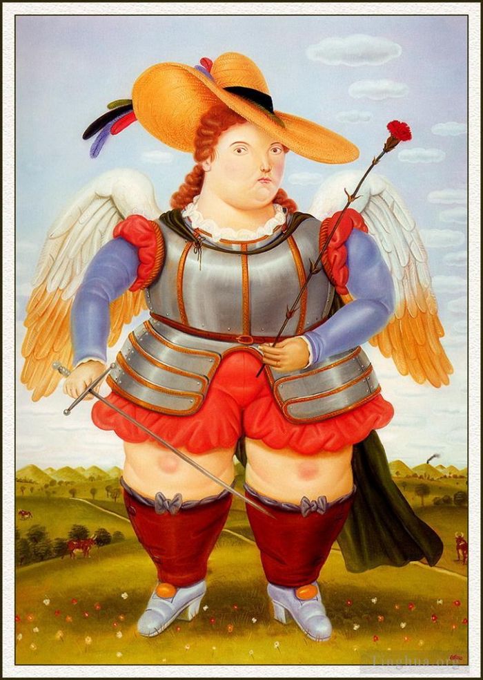 Fernando Botero Angulo Peinture à l'huile - Saint Michel Archange